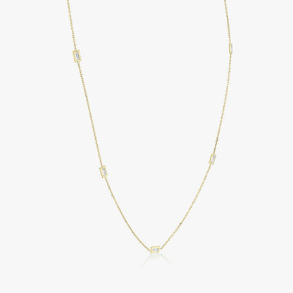 Baguette Knife Edge Bezel Station Necklace