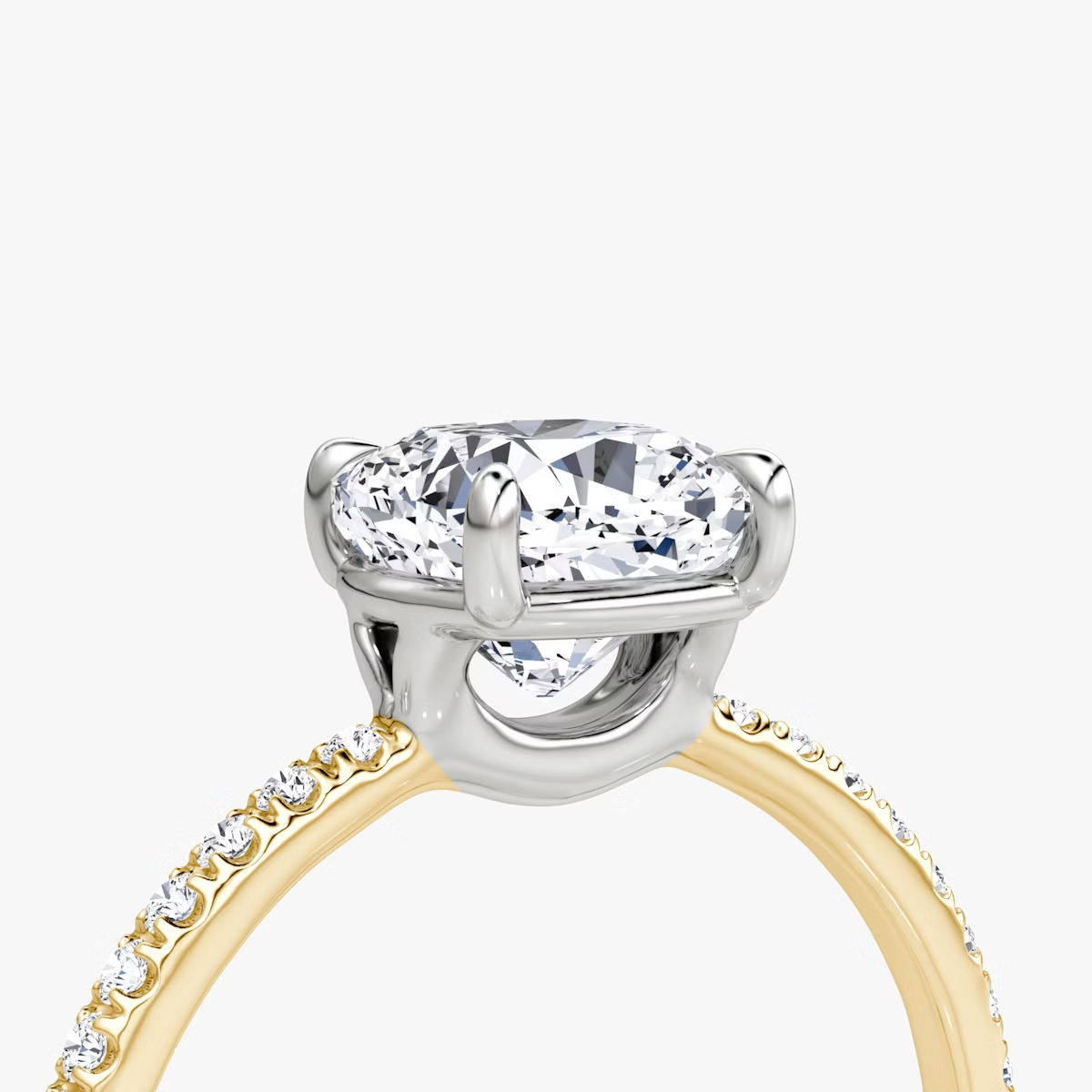 The Signature  Cushion Engagement Ring in Pave Standard Band