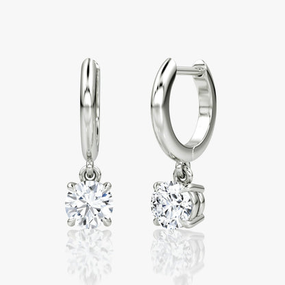 Solitaire Plain Drop Huggie Hoop