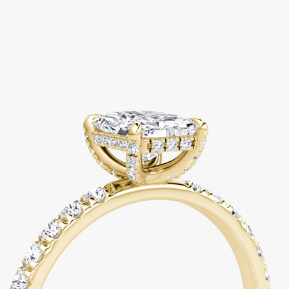 The Classic Hidden Halo Radiant Engagement Ring in Pave Large Band