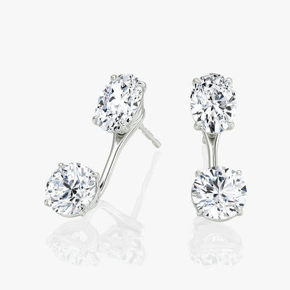 Oval Solitaire Stud & Round Ear Jacket