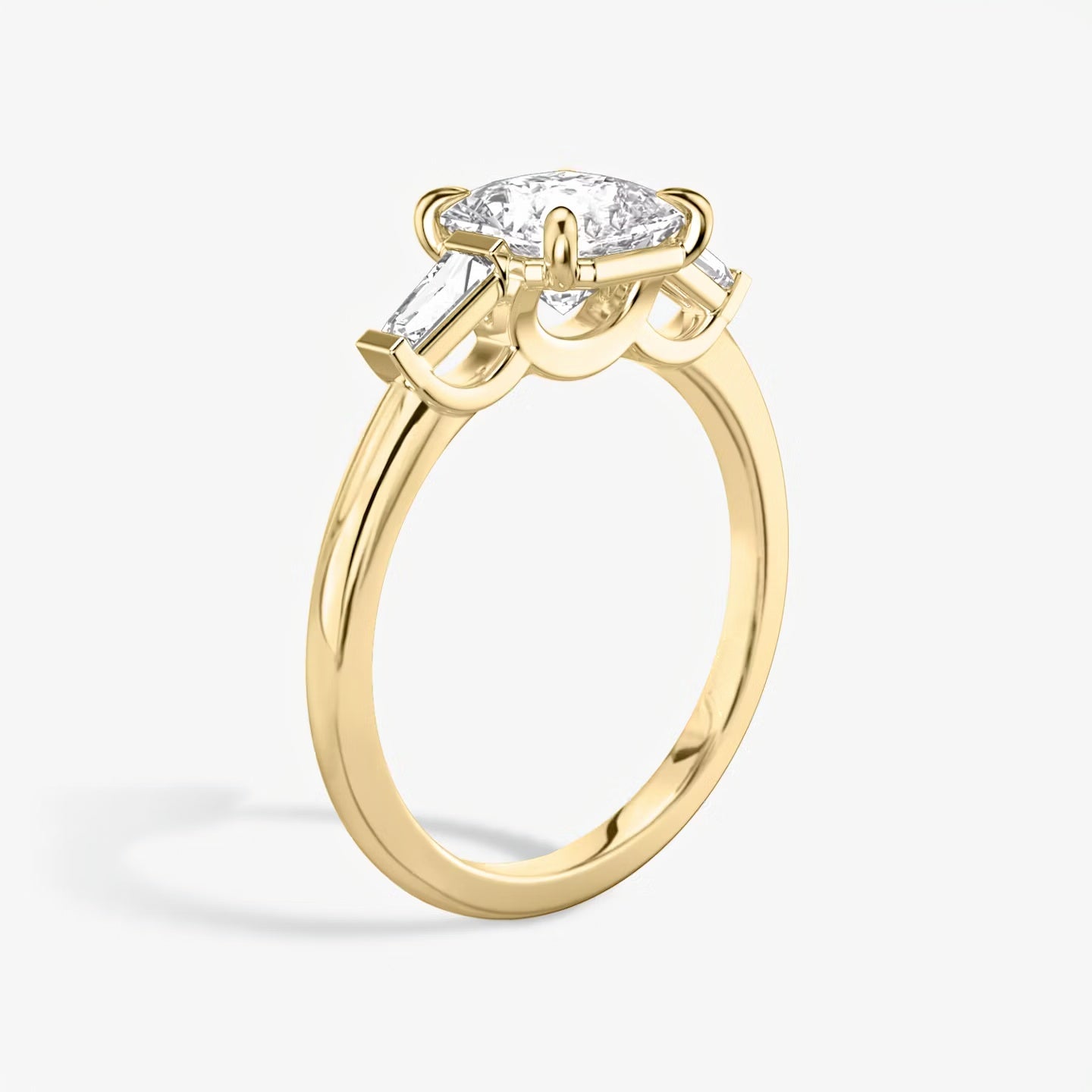 Three Stone Engagement Ring Plain in Asscher