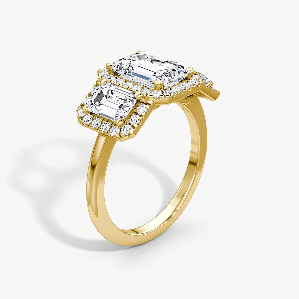 Emerald Three Stone Halo Band