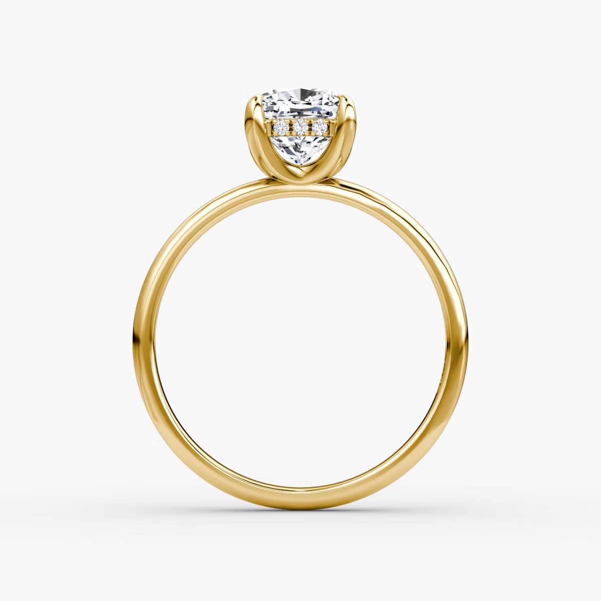 The Classic Hidden Halo Cushion Engagement Ring in Plain Large Band