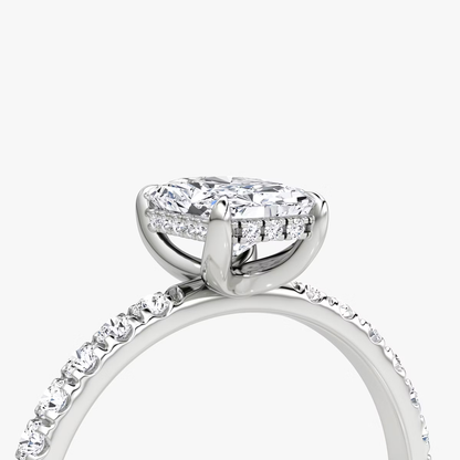 The Classic Hidden Halo Radiant Engagement Ring in Pave Large Band