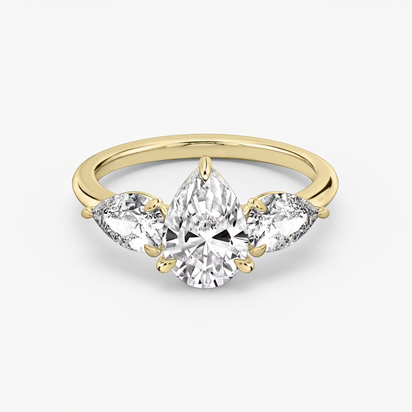 Three Stone Engagement Ring Plain in Pear