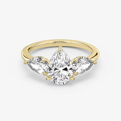 Three Stone Engagement Ring Plain in Pear