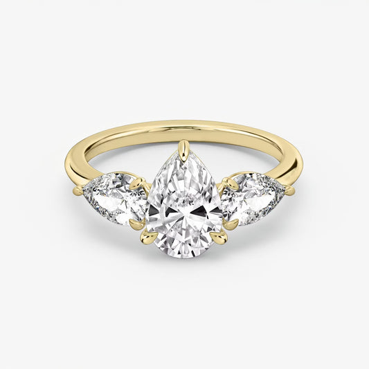 Three Stone Engagement Ring Plain in Pear