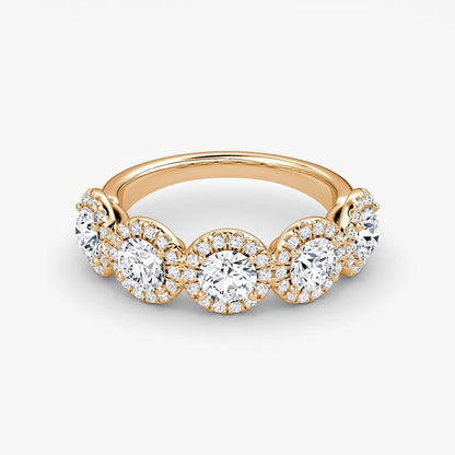 Round Five Stone Halo Band