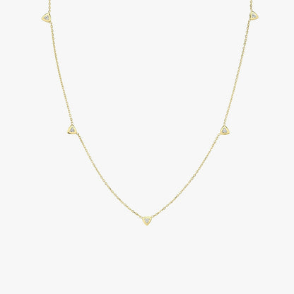 Trillion Knife Edge Bezel Station Necklace