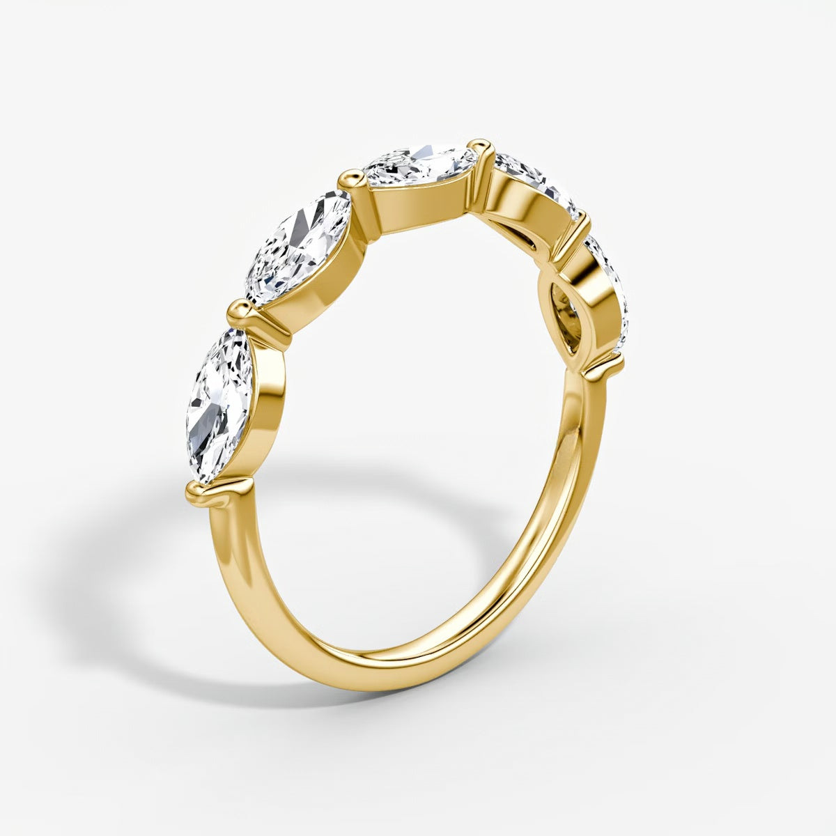 Single Shared Prong Marquise Band