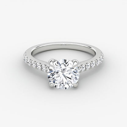 Trellis Cathedral Round Pave Engagement Ring