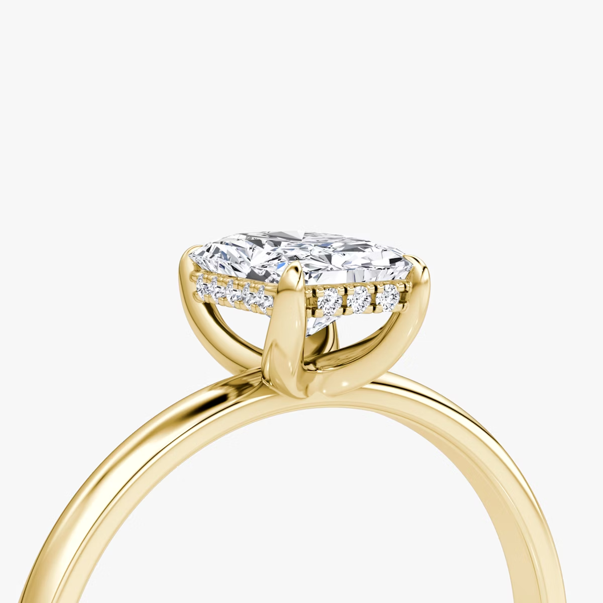 The Classic Hidden Halo Radiant Engagement Ring in Plain Standard Band