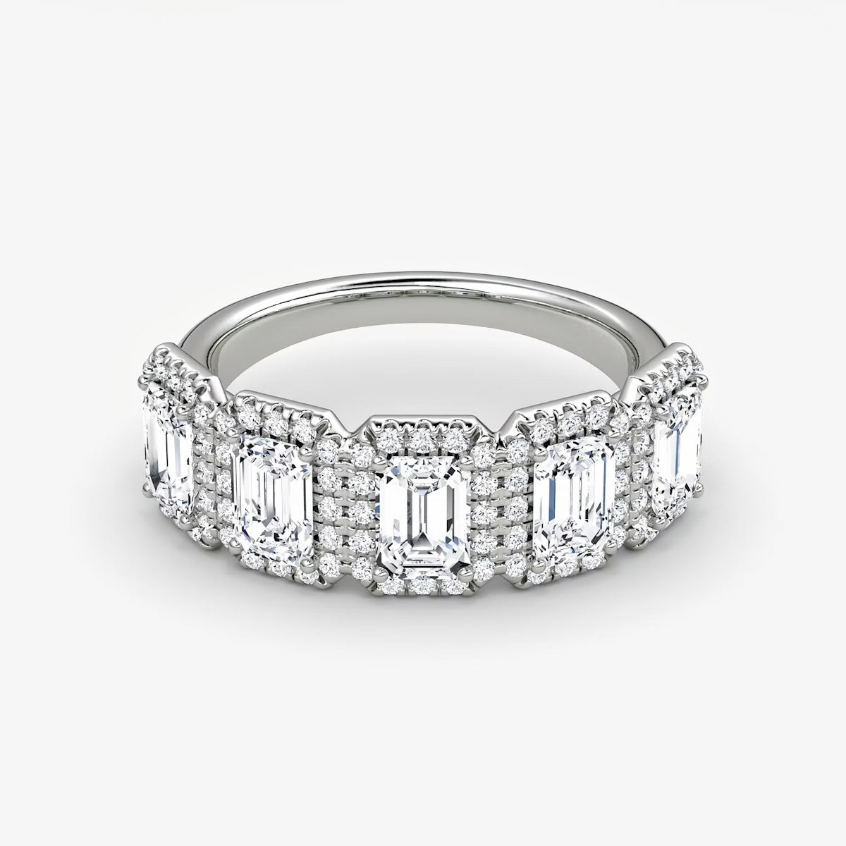 Emerald Five Stone Halo Band