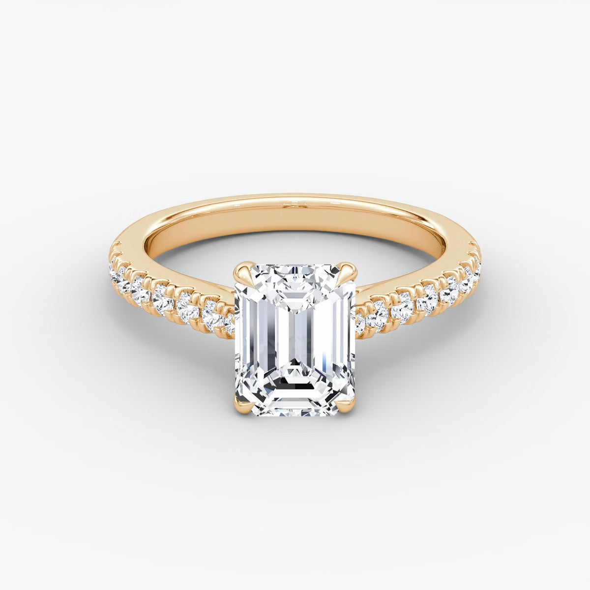 Trellis Cathedral Emerald Pave Engagement Ring