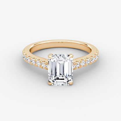 Trellis Cathedral Emerald Pave Engagement Ring