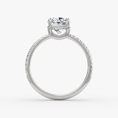 The Signature  Cushion Engagement Ring in Pave Standard Band