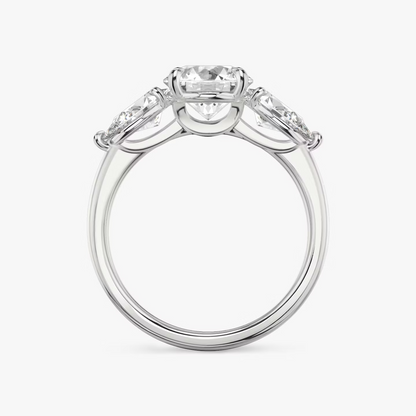 Three Stone Engagement Ring Plain in Round Brilliant