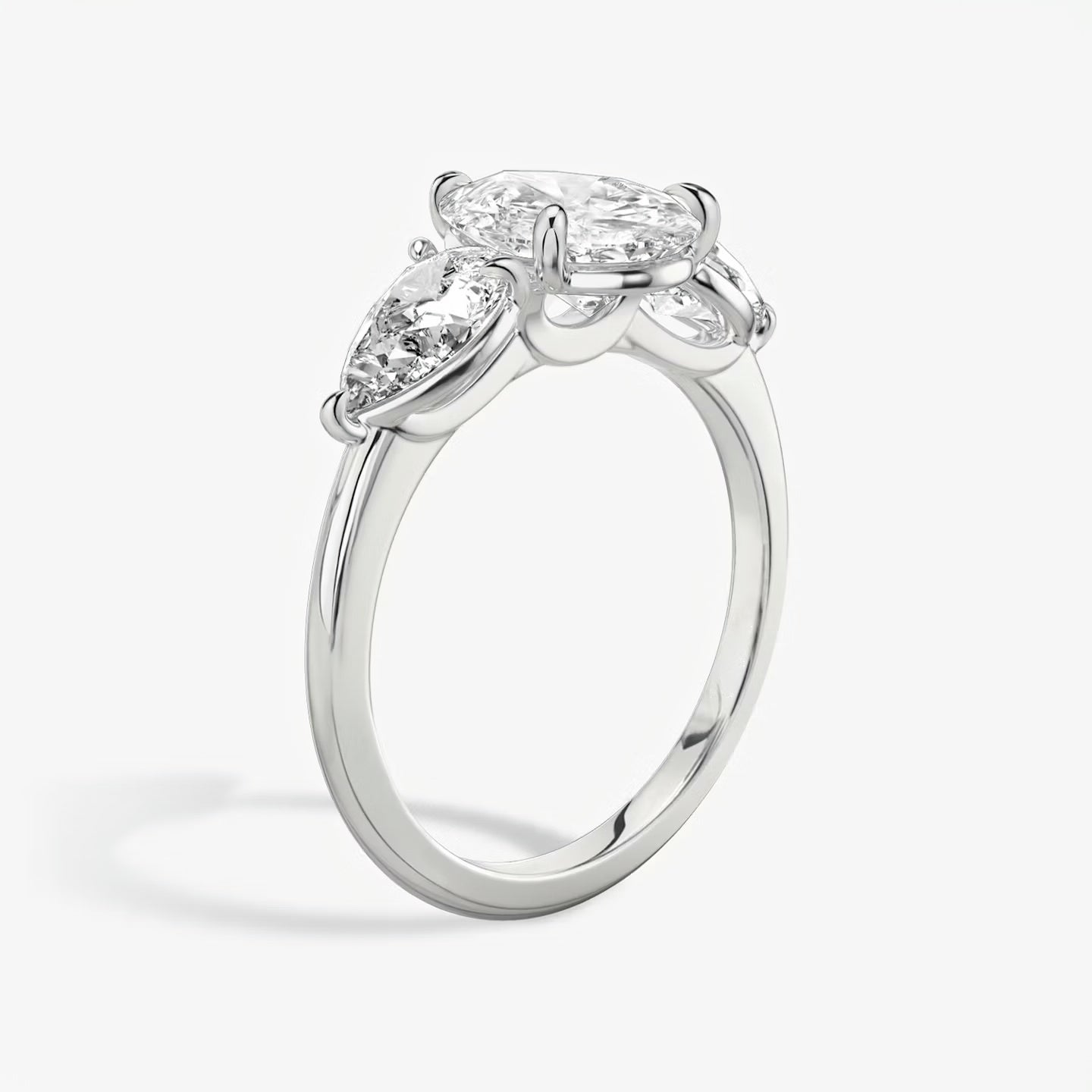 Three Stone Engagement Ring Plain in Pear