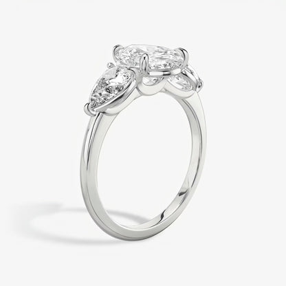 Three Stone Engagement Ring Plain in Pear