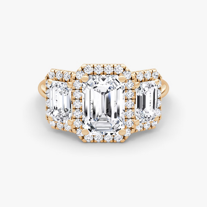 Emerald Three Stone Halo Band