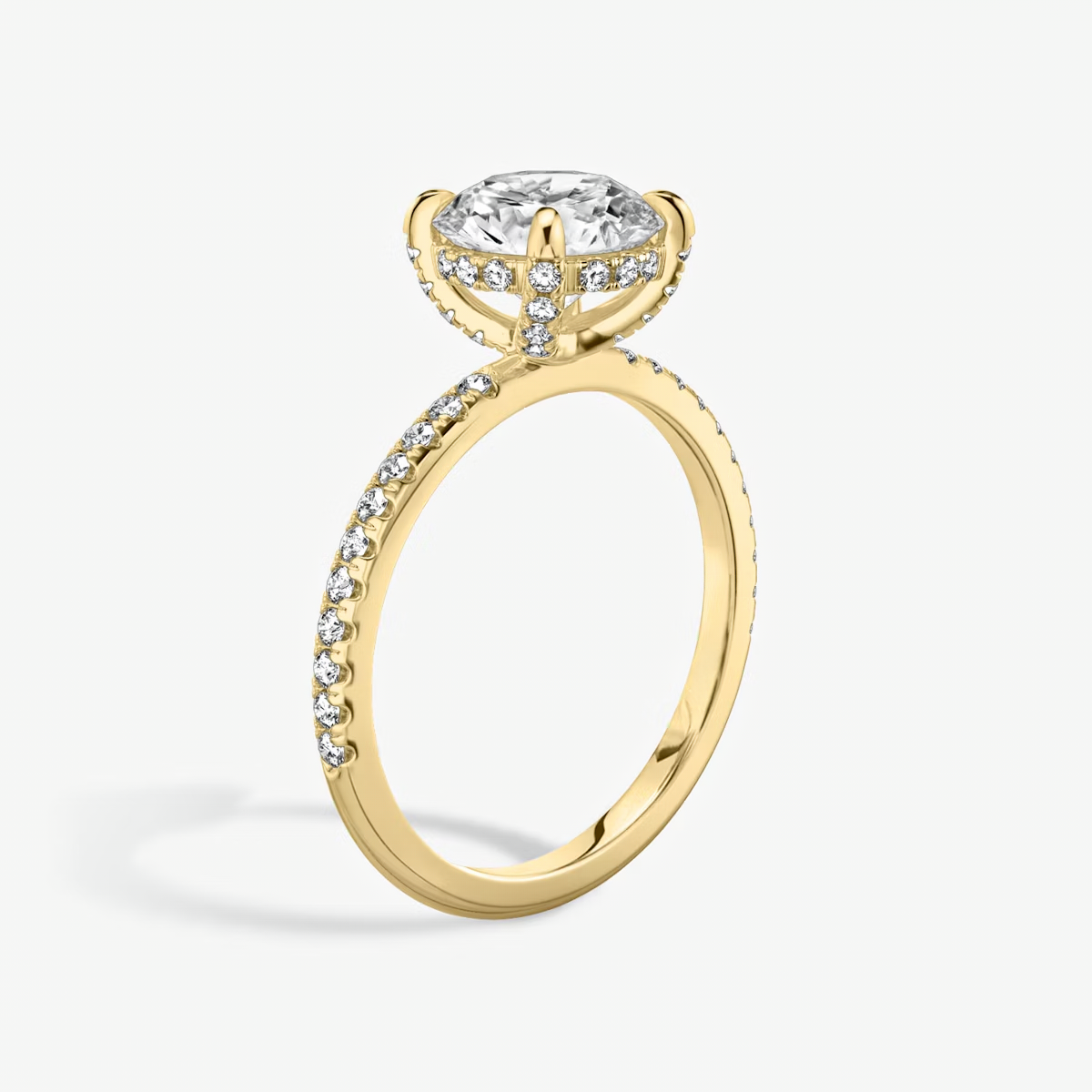 The Classic Hidden Halo Round Brilliant Engagement Ring in Pave Standard Band and Pave Prong