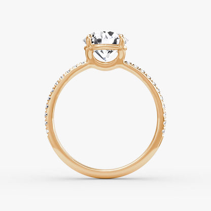The Signature Round Brilliant Engagement Ring in Pave Standard Band and Plain Setting Style