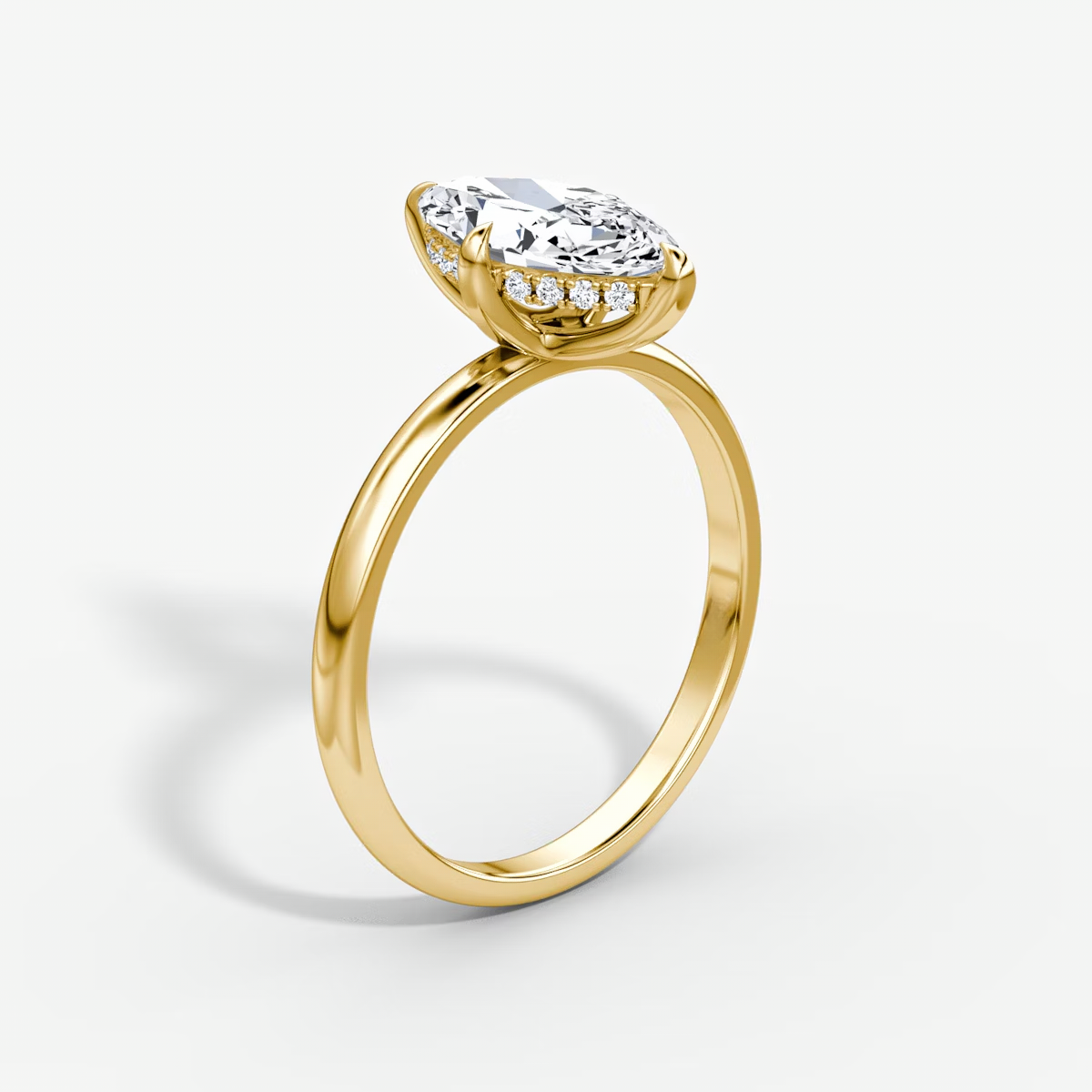 The Classic Hidden Halo Marquise Engagement Ring in Plain Large Band