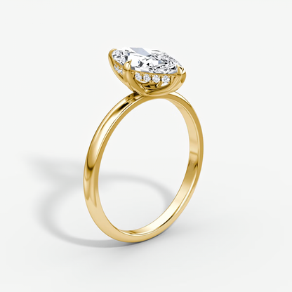 The Classic Hidden Halo Marquise Engagement Ring in Plain Large Band