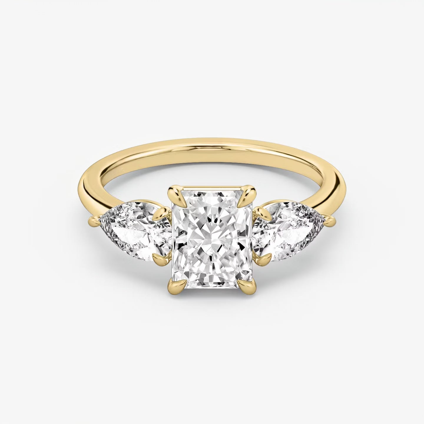 Three Stone Engagement Ring Plain in Radiant
