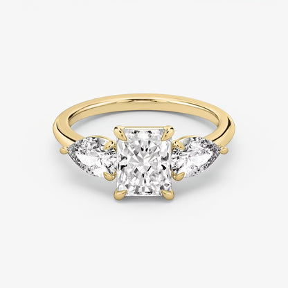 Three Stone Engagement Ring Plain in Radiant