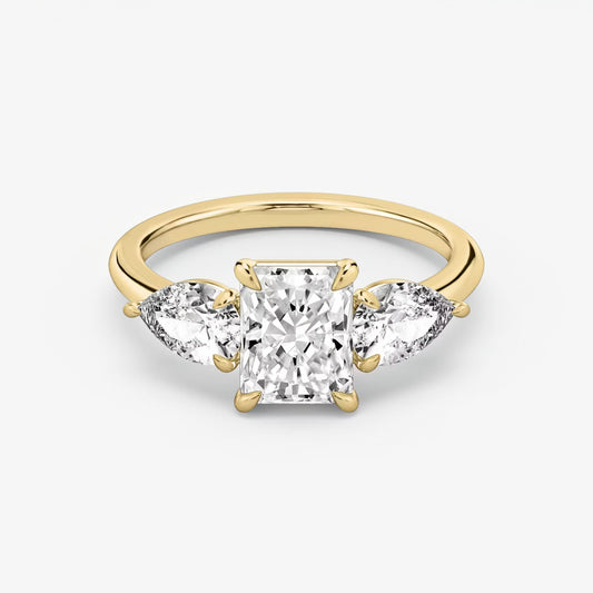 Three Stone Engagement Ring Plain in Radiant