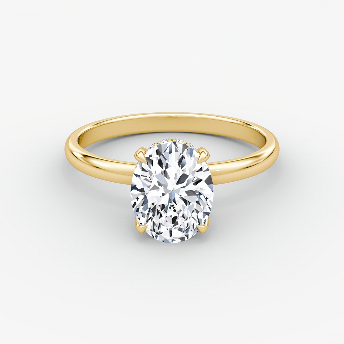 The Classic Hidden Halo Oval Engagement Ring in Plain Standard Band