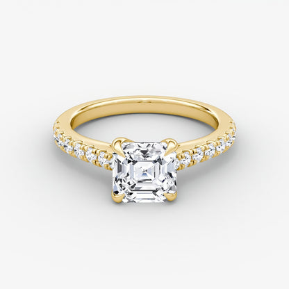 Trellis Cathedral Asscher Pave Engagement Ring