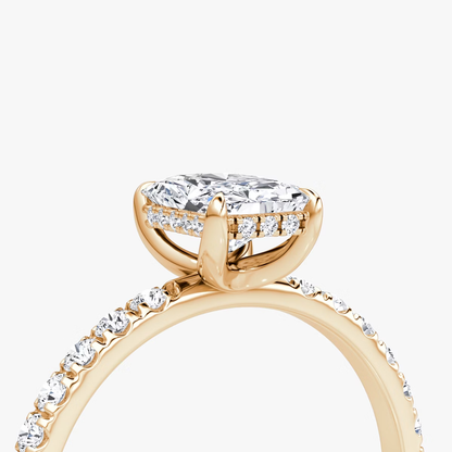 The Classic Hidden Halo Radiant Engagement Ring in Pave Large Band
