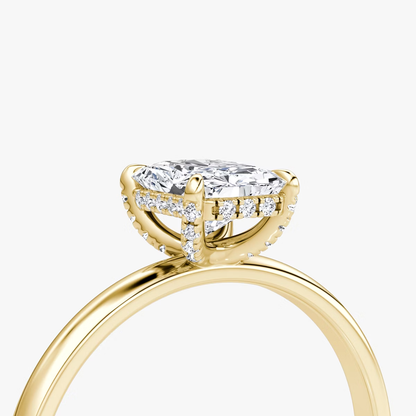 The Classic Hidden Halo Radiant Engagement Ring in Plain Large Band