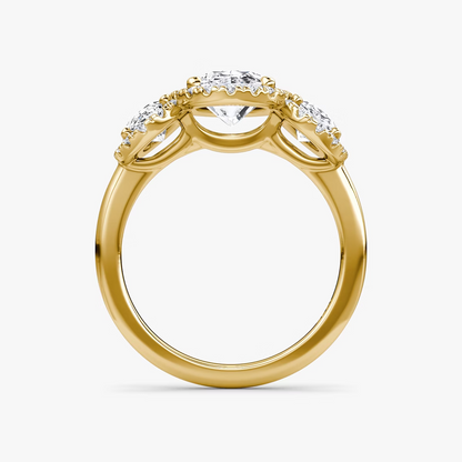 Oval Three Stone Halo Band
