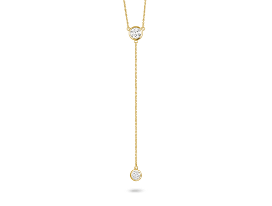 Round Brilliant Bezel Lariat Pendant