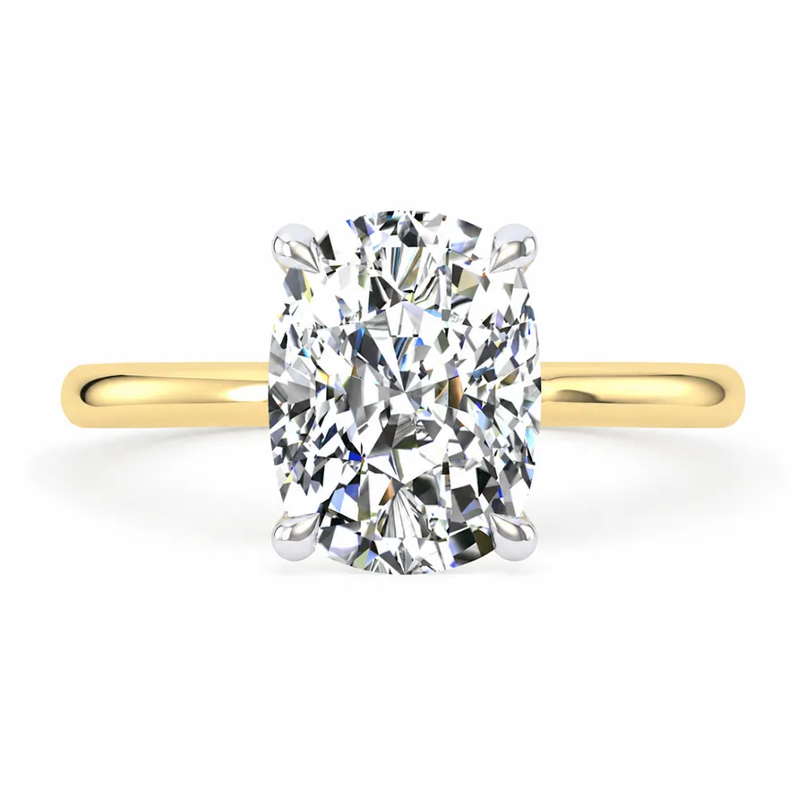 The Bella — Elongated cushion engagement ring in yellow gold
