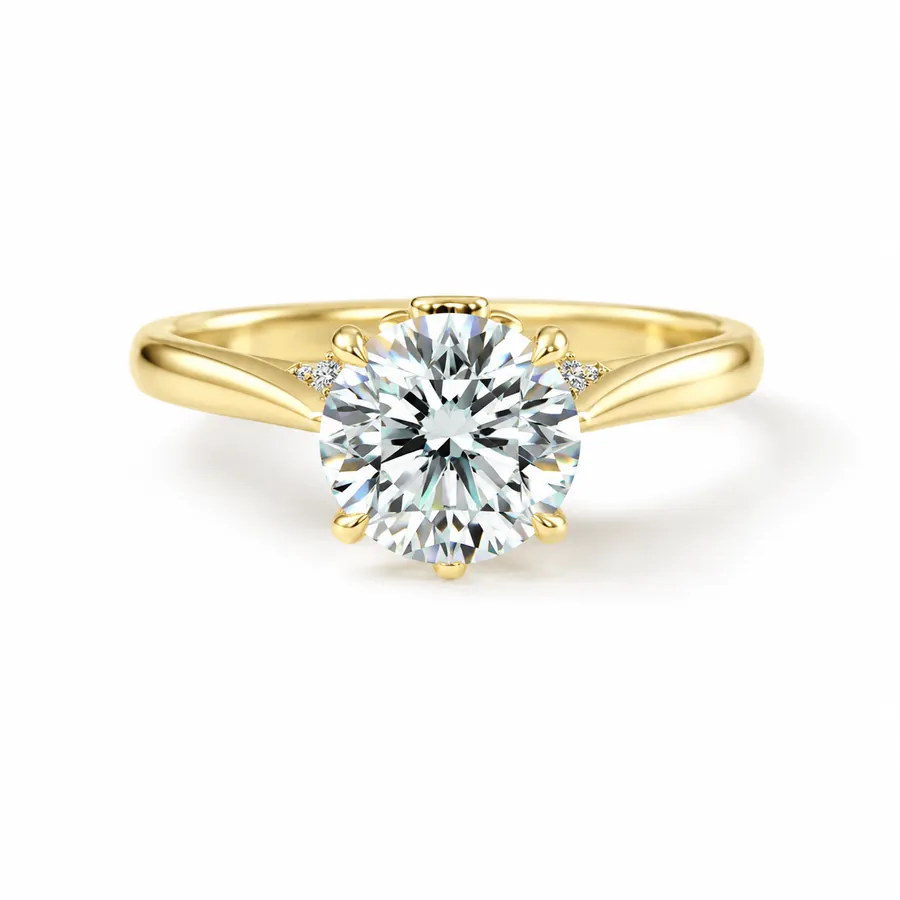 The Blossom — Round brilliant engagement ring in yellow gold