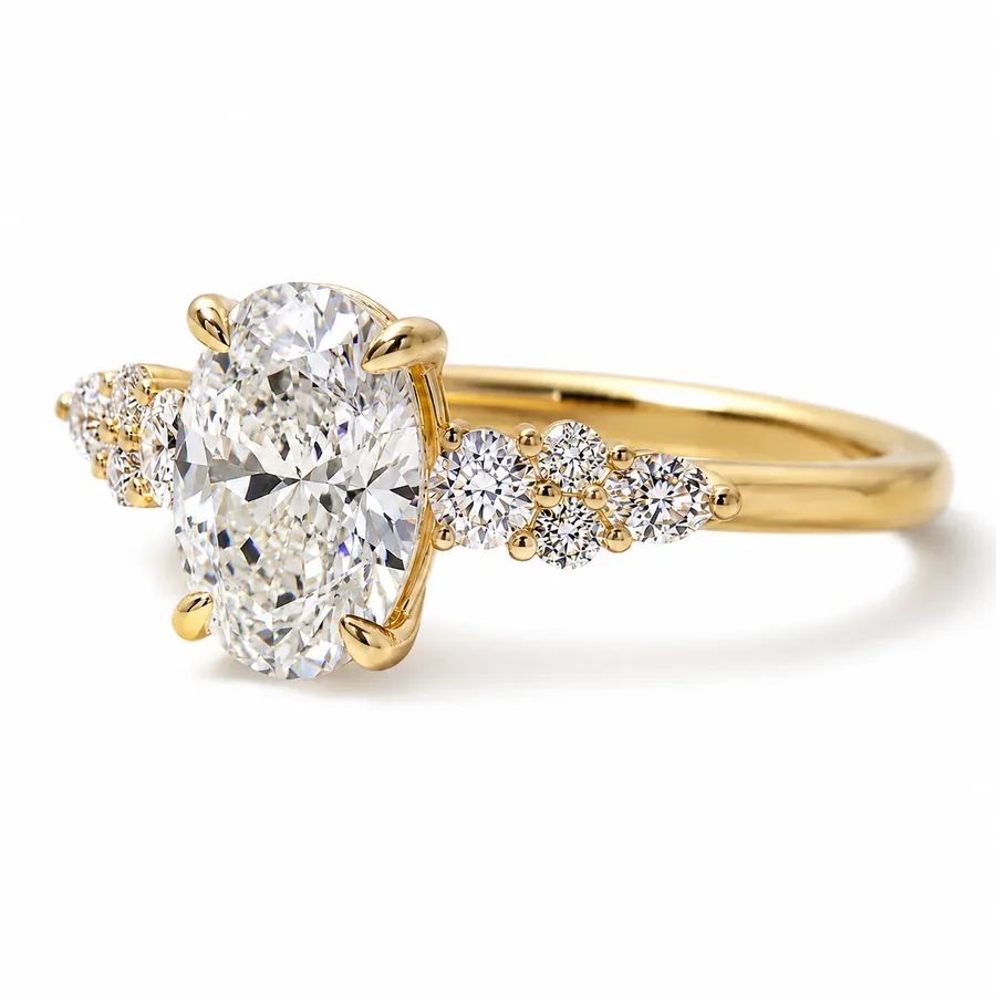 The Cascade — Oval engagement ring in yellow gold