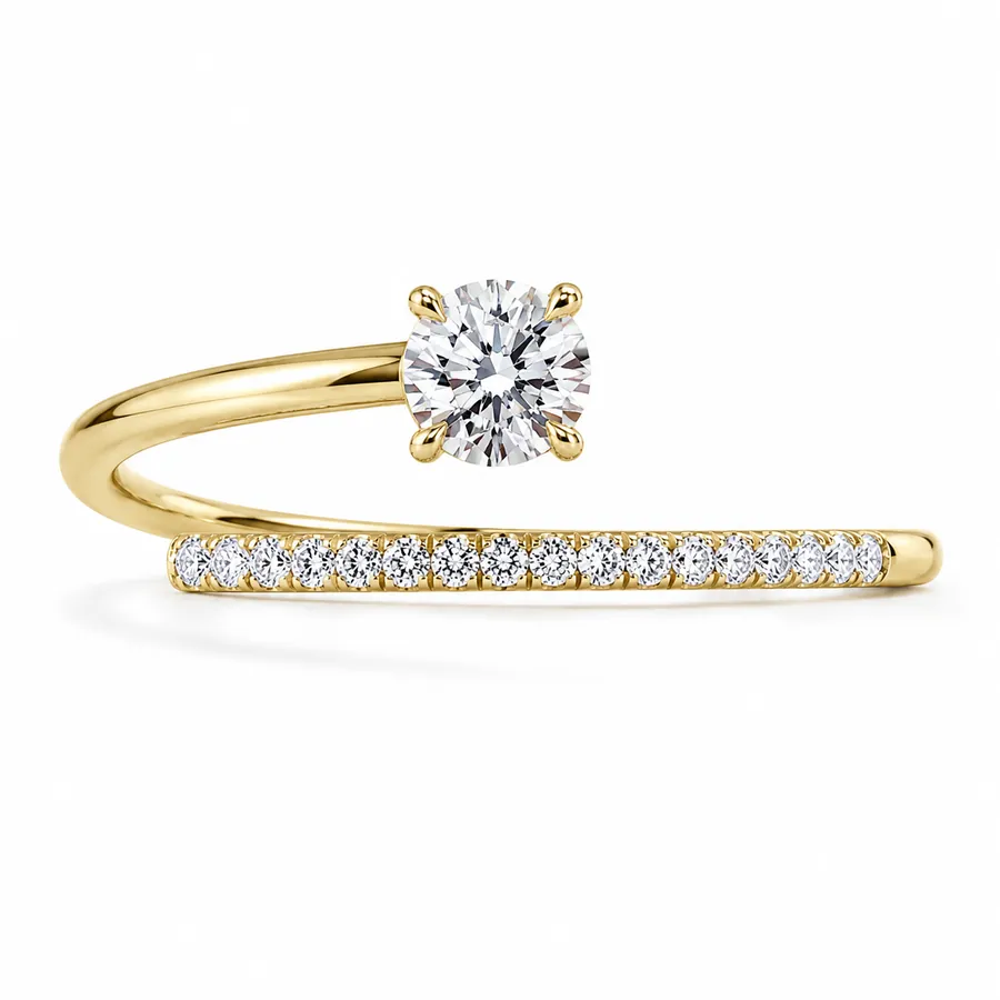 The Comet — Round brilliant engagement ring in yellow gold