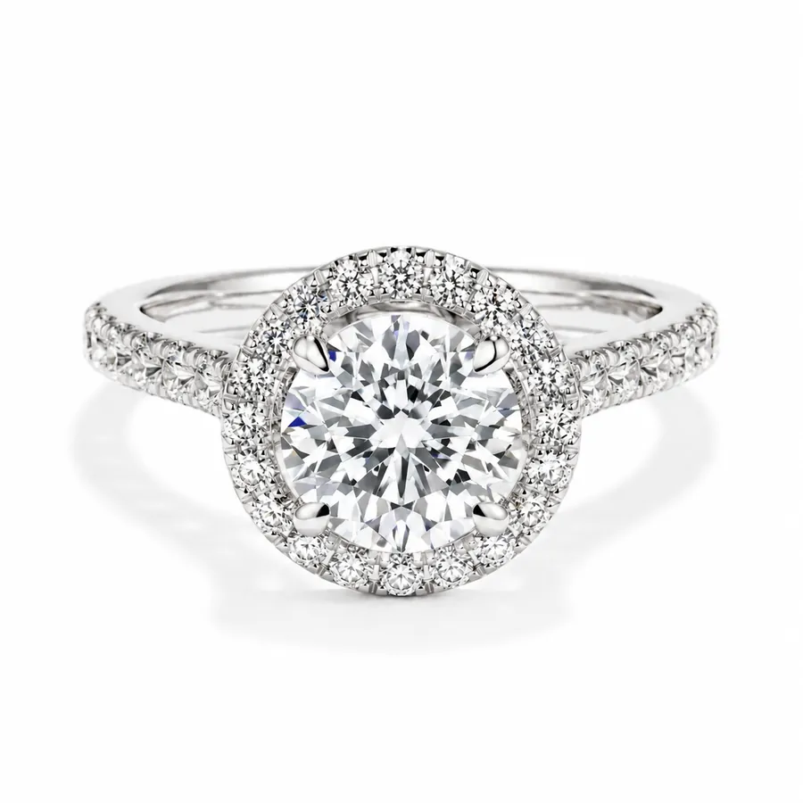 The Corona — Round brilliant engagement ring in white gold