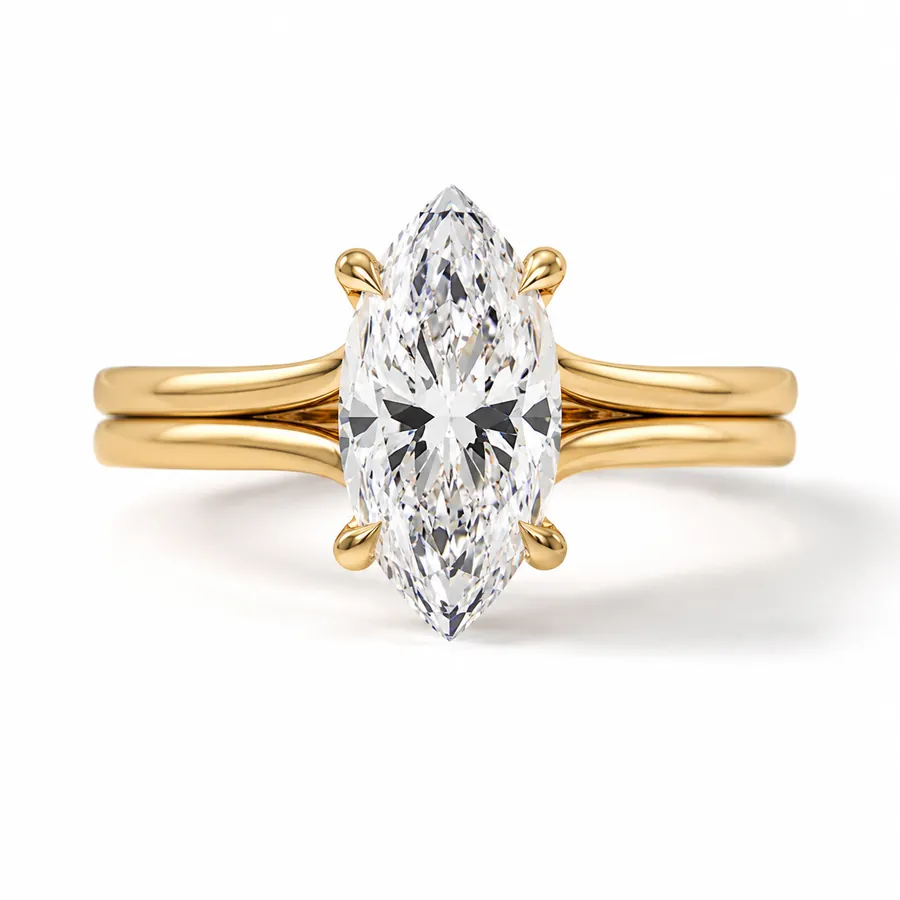The Delphine — Marquise engagement ring in yellow gold