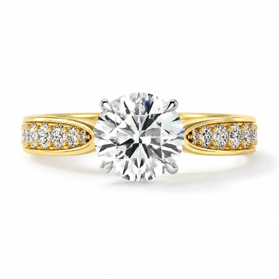 The Destiny — Round brilliant engagement ring in yellow gold