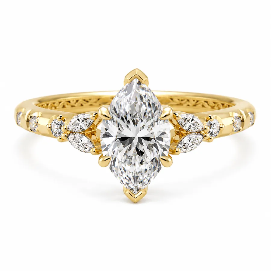 The Elizabeth — Marquise engagement ring in yellow gold