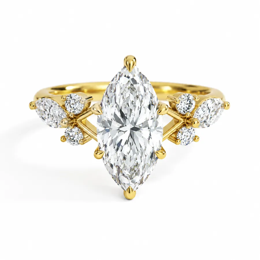 The Enchantment — Marquise engagement ring in yellow gold