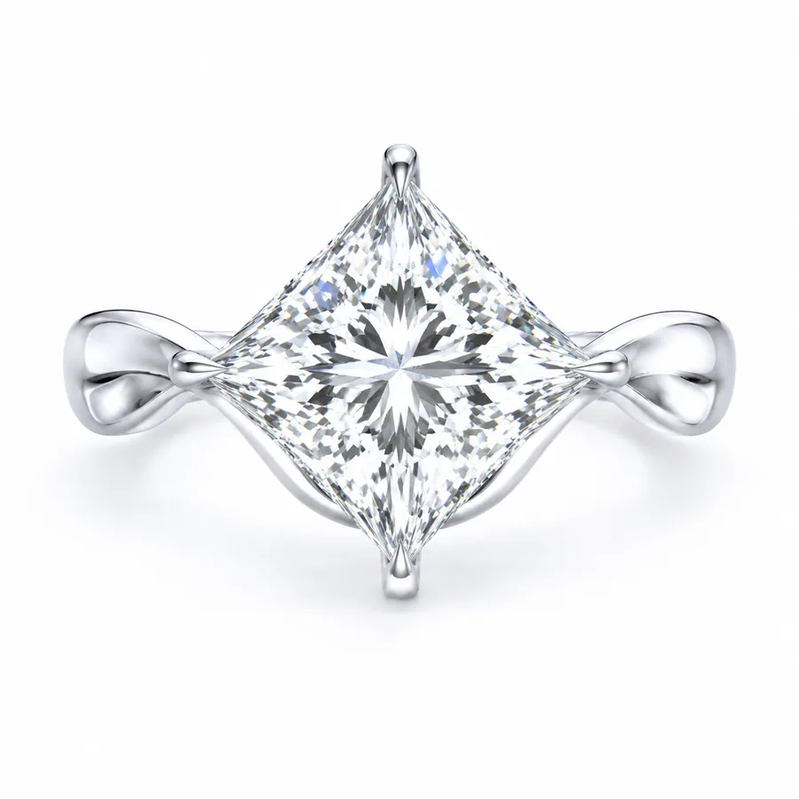 The Entwine — Princess engagement ring in white gold