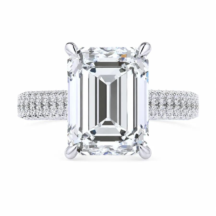 The Grandeur — Emerald engagement ring in white gold