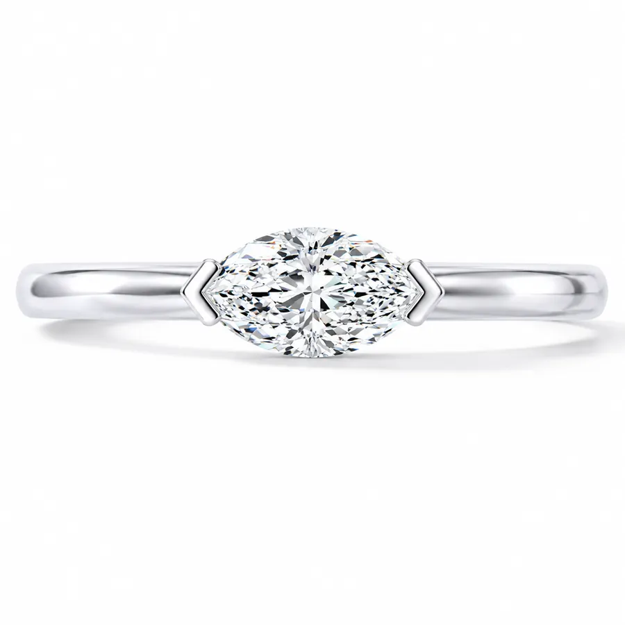 The Horizon — Marquise engagement ring in white gold